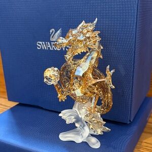 Swarovski Gold Crystal Dragon Ornament